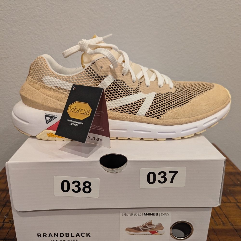 Brandblack Tan and White Mesh Sneakers